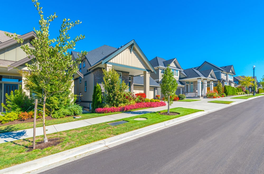 Residential homes in a neighborhood